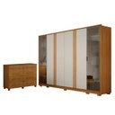 Ver imagem 1 de Guarda Roupa Casal Prime 6 Portas Off White com Cômoda San Marino 8 Gavetas Cinamomo – Leifer