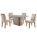 Ver imagem 2 de Mesa de Jantar Isadora com 4 Cadeiras Moderna Mo... Veludo Creme /off / /serig Off com Vidro