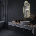 Ver imagem 3 de Espelho Decorativo Orgânico com Led Embutido 80cm – Elegância para Ambientes Contemporâneo