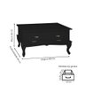 Mesa de Centro Retangular 2 Portas Pés Luiz Xv - Preto Laca - 3