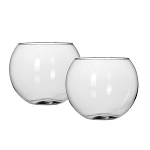 Kit 2 Vasos Vidro Redondo Tipo Aquário 1,5 Litros Decoração e Terrários - Mistral 