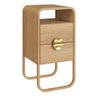 Mesa de Cabeceira Luna 2 Gavetas 30 Cm Pes Metalicos Hanover Dourado Artesano - 1