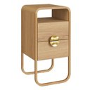 Ver imagem 1 de Mesa de Cabeceira Luna 2 Gavetas 30 Cm Pes Metalicos Hanover Dourado Artesano