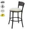 4 Banquetas Forts Baixa Fibra Preto Alumínio com Bistrô e Assento Branco - 4
