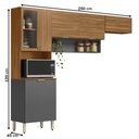 Ver imagem 4 de Cozinha Compacta Alba 6 Portas com Vidro Amêndola/grafito Prime Tx - Demóbile