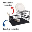 Ver imagem 4 de Escorredor de Louça Prato Copo Tigela Talheres Utensilios Pia Mesa Bancada Cozinha Limpeza Organizaç