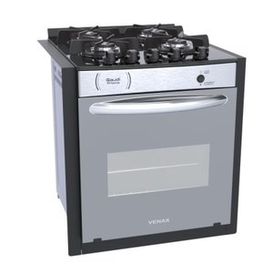 FOGAO A GAS DE EMBUTIR 4 BOCAS VENAX GAUDI PRISMA VITREO EL INOX GAS GLP