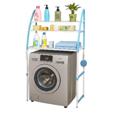 Organizador Lavanderia Azul 3 Prateleiras Rack Portatil Banheiro Resistente