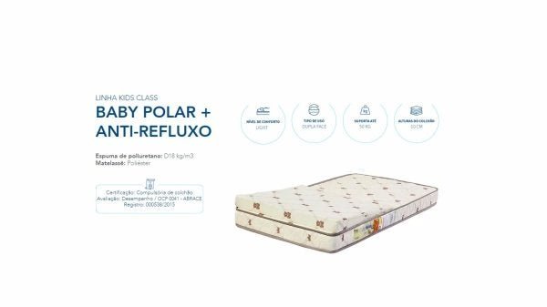Colchão Berço Polar Kit - e Travesseiro Anti Refluxo 70x130x10 - 2