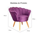 Ver imagem 6 de Kit Pétala Namoradeira e 2 Poltronas Decorativa Pés Palito Veludo Roxo - Lm Decor