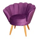 Ver imagem 5 de Kit Pétala Namoradeira e 2 Poltronas Decorativa Pés Palito Veludo Roxo - Lm Decor