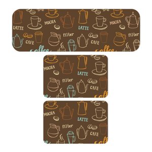 Kit de 3 Tapetes para Cozinha Coffee Antiderrapante