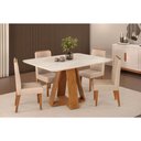 Ver imagem 1 de Conjunto: Mesa Sala Jantar Celeste C/ Tampo Madeirado Curvo 120x90cm e 4 Cadeiras Lia Freijo/quartzo