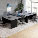 Ver imagem 1 de Espaço de Trabalho Individual 1,4m P/ 5 Pessoas Pé Painel F5 Cor:cinza Sagrado com Preto