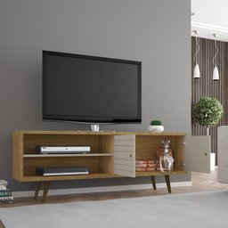Rack para TV até 60 Polegadas 2 Portas Pés em Madeira Maciça Retrô Ônix Decor Móveis Bechara - 5 Rack para TV até 60 Polegadas 2 Portas Pés em Madeira Maciça Retrô Ônix Decor Móveis Bechara - 5