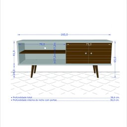 Rack para TV até 60 Polegadas 2 Portas Pés em Madeira Maciça Retrô Ônix Decor Móveis Bechara - 4 Rack para TV até 60 Polegadas 2 Portas Pés em Madeira Maciça Retrô Ônix Decor Móveis Bechara - 4