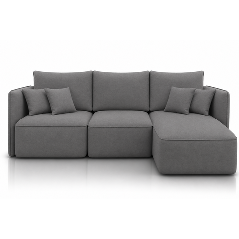 Sofá Modular Búzios - Conforto, Versatilidade e Design Contemporâneo:Veludo Cinza/2,90 com Chaise