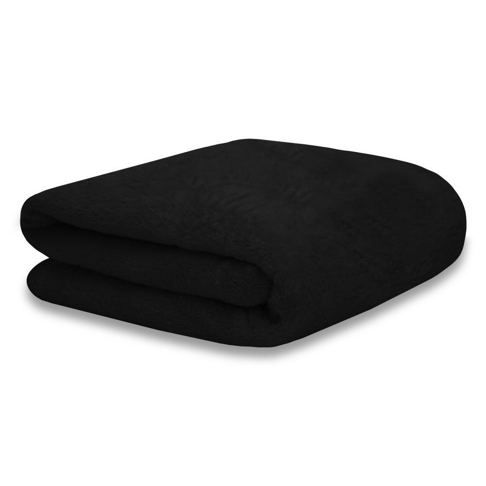 Manta Soft Cobertor Solteiro Microfibra Antialérgico Preto - 1