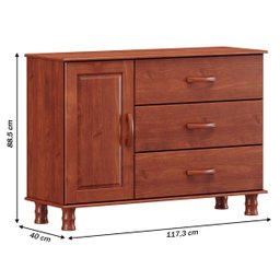 Cômoda 1 Porta 03 Gavetas Madeira Maciça 1162T Bronze Imbuia Fnt Milani Store - 4 Cômoda 1 Porta 03 Gavetas Madeira Maciça 1162T Bronze Imbuia Fnt Milani Store - 4