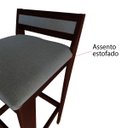 Ver imagem 7 de Banqueta Baixa 70cm para Bancada Assento Estofado em Linho Cecilia:imbuia com Linho Chumbo