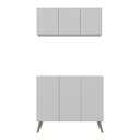 Ver imagem 5 de Kit Armário de Cozinha Aéreo e Balcão 3 Portas Retrô Multimóveis Mp2168 Branco/natural