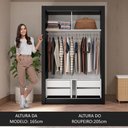 Ver mais imagens de Guarda-roupa Solteiro 2 Portas de Correr 4 Gavetas Preto/cinza Vivare Plus Madesa Preto/cinza