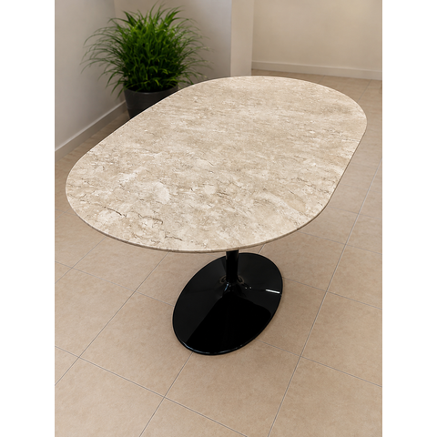 Mesa de Jantar Oblongo Mármore Travertino - 140x90cm