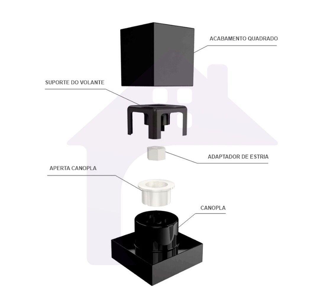 Acabamento Quadrado Preto Pressão Padrão Deca Kit com 4 - 3