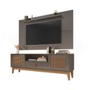 Ver imagem 2 de Conjunto Sala Rack Painel Esmeralda com Pés Madeira Maciça Cinza Perola/Noce