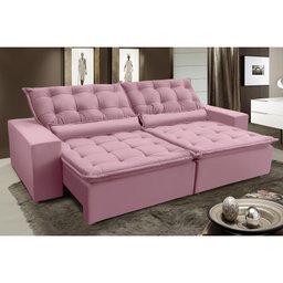SOFÁ ELEGANCE RETRATIL E RECLINAVEL 2,32 MTS SUEDE ROSA SD ESTOFADOS - 1 SOFÁ ELEGANCE RETRATIL E RECLINAVEL 2,32 MTS SUEDE ROSA SD ESTOFADOS - 1