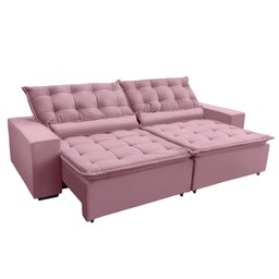 SOFÁ ELEGANCE RETRATIL E RECLINAVEL 2,32 MTS SUEDE ROSA SD ESTOFADOS - 2 SOFÁ ELEGANCE RETRATIL E RECLINAVEL 2,32 MTS SUEDE ROSA SD ESTOFADOS - 2