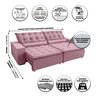 SOFÁ ELEGANCE RETRATIL E RECLINAVEL 2,32 MTS SUEDE ROSA SD ESTOFADOS - 3