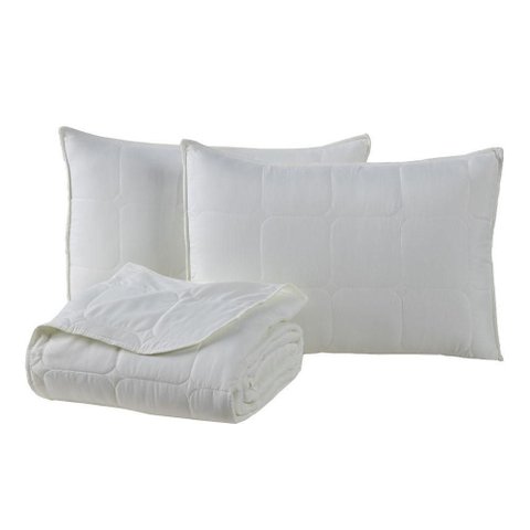 Kit Cobre Leito Colcha Lunar Casal 3 Peças 400 Fios Matelado Dupla Face - Palha - 100% Poliéster