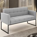 Ver imagem 2 de Sofá Namoradeira Base Industrial Preto Ana Suede Cinza - Ibiza