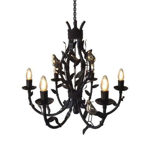 Luminária Artesanal Decoração Interna e Externa Antiferrugem + Pássaros de Porcelana