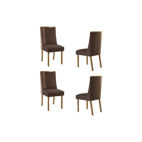 Kit 4 Cadeiras de Cozinha Tilia 4 Un Madeira Capuccino/suede Marrom/corano Capuccino - Rufato