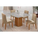 Ver imagem 4 de Conjunto: Mesa Sala Jantar Maldivas Tampo c/ Vidro Curvo 90cm+4 Cadeiras Maldivas Madeira Naturale/