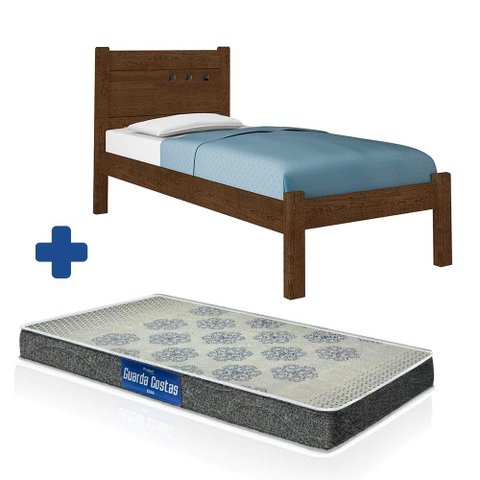 Cama de Solteiro Reforçada em Mdf Paola Ii Malbec Framar com Colchão Probel D20