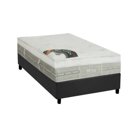 Cama Box Solteiro: Colchão Molas Pocket Ensacadas Castor Eurotop Summer Winter + Base Crc Suede