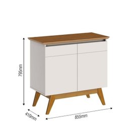 Buffet Classic 2 Portas Sem Espelho 64375 Off-White/Freijo - 5