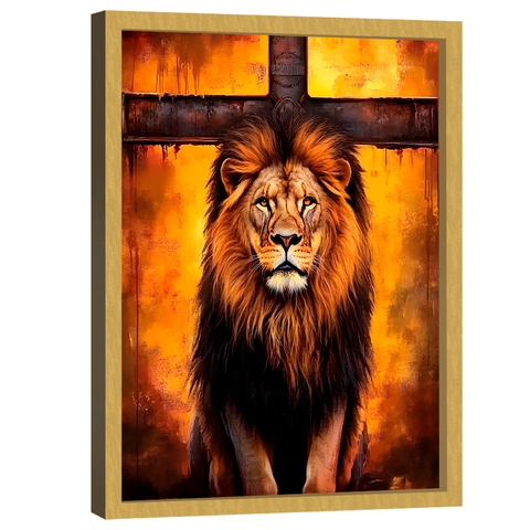 Quadro Decorativo Leão sobre a Cruz