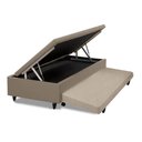 Ver imagem 1 de Cama Box Baú Auxiliar Solteiro Corino Espuma 8cm 45x88x188 Bege