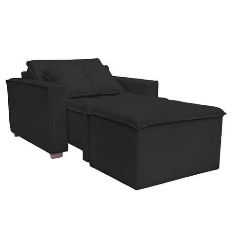 Poltrona Cama com Puff para Sala Confortavél Moderna Suede