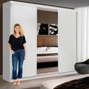 Ver imagem 7 de Guarda Roupa Casal 3 Portas de Correr 4 Gavetas e 3 Espelhos Barcelona Minastex Branco