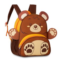 MOCHILA E LANCHEIRA KIT ESCOLAR INFANTIL LEÃOZINHO URSINHO:Marrom - 2
