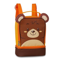 MOCHILA E LANCHEIRA KIT ESCOLAR INFANTIL LEÃOZINHO URSINHO:Marrom - 3