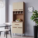 Ver imagem 3 de Paneleiro Torre Quente Armário de Cozinha Vic 04 Portas 01 Gaveta Savana Off White - Desk Design