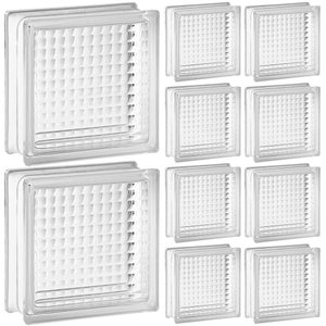 Kit 10 Tijolos Bloco de Vidro Transparente 19x19x8 Rajadas