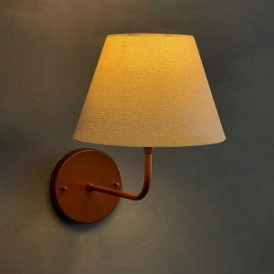 Arandela de Parede Clássica Curvada Cobre com Cúpula Bege para Sala, Casa, Quarto, Corredor