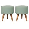 Kit 2 Puff Redondo Linho Sala Quarto Banqueta Pés Polipropileno - Verde Menta - 1